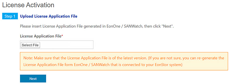 Select the generated License Application File