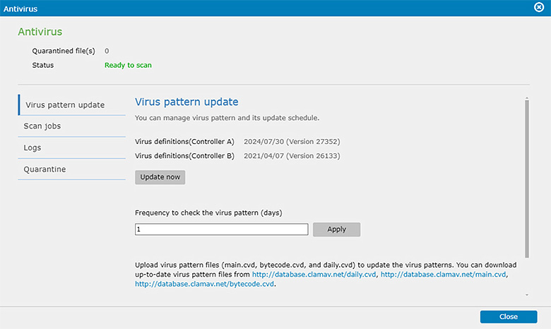 Infortrend utilizes the ClamAV antivirus engine in the GS